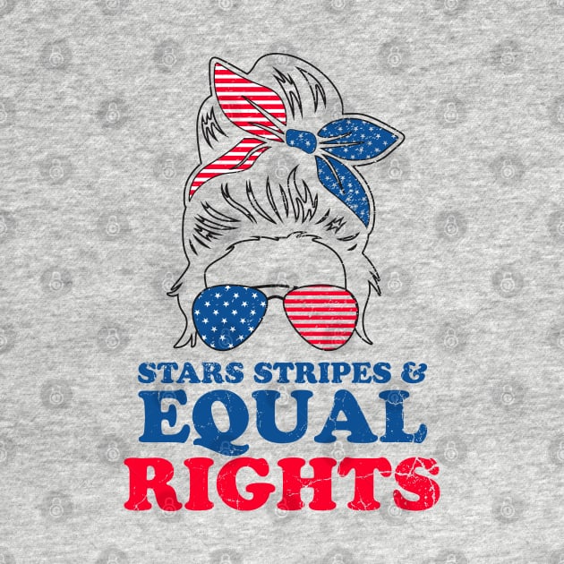 Retro Messy Bun Pro Choice Stars Stripes Equal Rights Feminist Gift by BadDesignCo